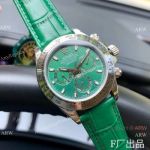 Rolex Daytona 42mm Watch Steel Green Dial Green Leather Strap